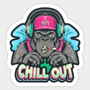 Street Beat: Gorilla in Hip Hop Attire Sticker